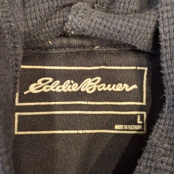 Eddie Bauer Waffle Knit Pullover Hoodie Dark Blue Men Size Large - Picture 4 of 6